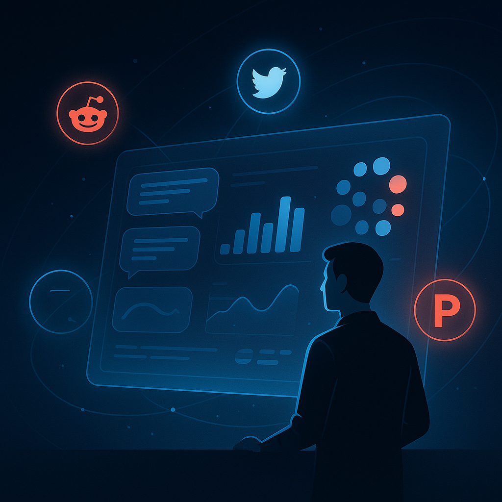 CritLens AI-powered competitive intelligence platform showing competitor analysis, sentiment tracking, and opportunity identification with modern interface design